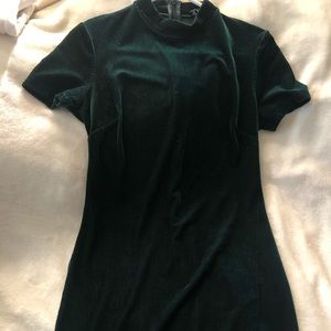 Forever 21 crushed velvet green mini dress